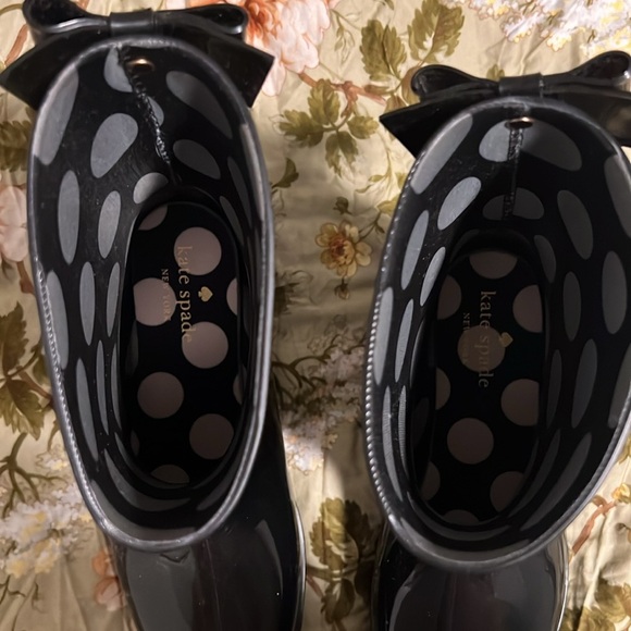 ♠️Kate Spade Rain-Bow Booties Rain Boots , Black - Picture 5 of 8